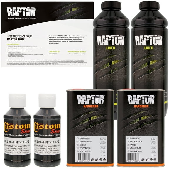 Raptor Black Metallic Urethane Spray-On Truck Bed Liner Texture Coating, 2 Liters