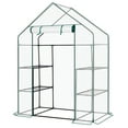 thumbnail image 2 of Mini Walk-in Greenhouse with PE Cover, 4-Shelf Indoor Outdoor Plant Gardening Green House for Garden Backyard, 56" x 29" x 77", White, 2 of 11