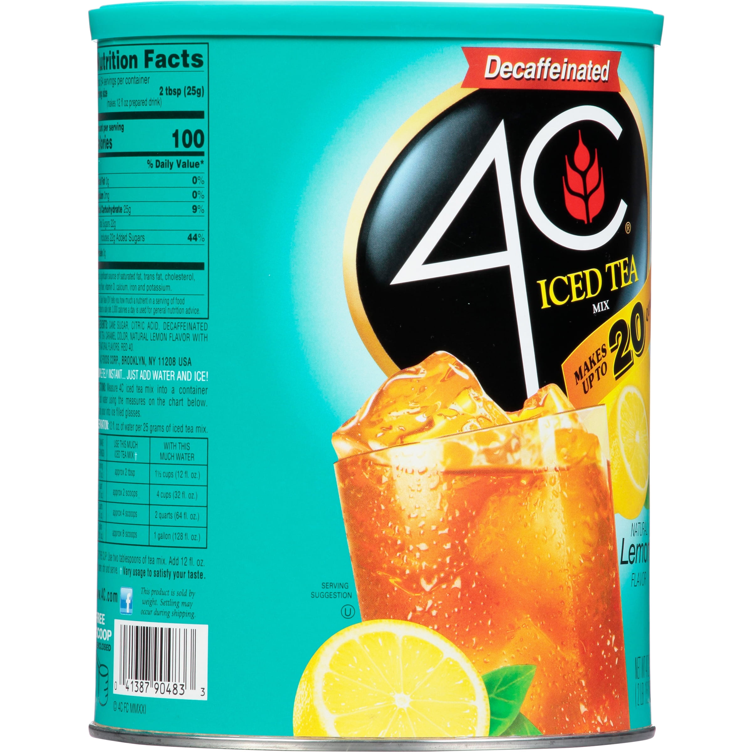 4C Lemon Iced Tea 50% Less Sugar, 60 qt.