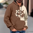thumbnail image 2 of Timoontee Men's Sweatshirts Loose Long Sleeve Smile Face Print Pullover Tops Fall Winter Casual Hoodies Color Block Kangaroo Pocket Hooded Sweatshirts Coffee XL, 2 of 5