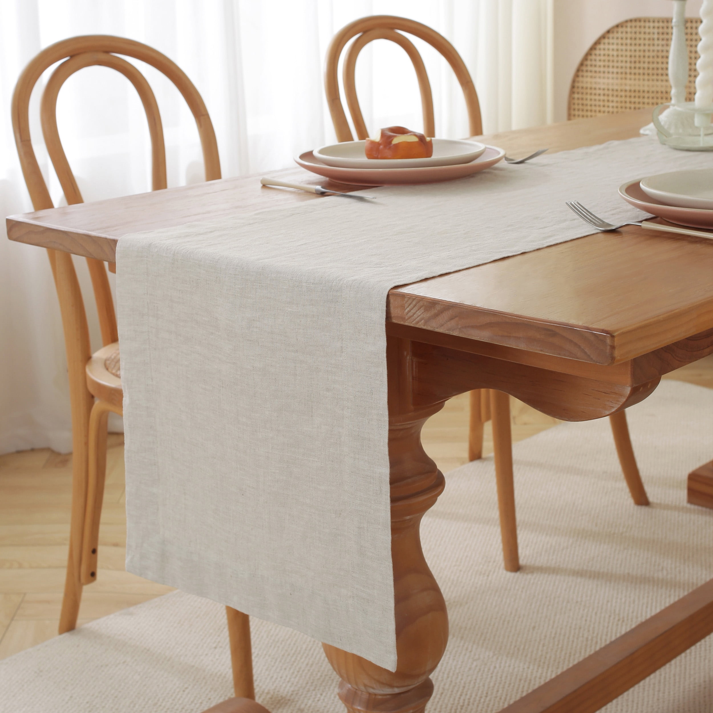 100% Pure Linen Natural Table Runner - 14x120 Inch French Linen Table Decor for Dining, Holidays, Christmas, and Weddings - Natural