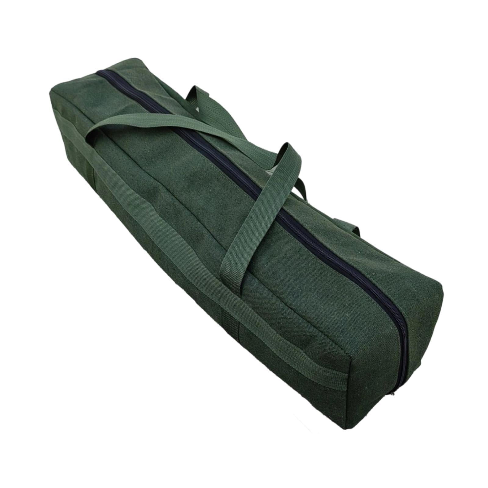 Canvas Tool Bag Zippered Tent Pole Storage Large Capacity Carry Bag for Fishing Camping Travelers