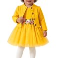 thumbnail image 4 of Toddler Girl 2 Piece Princess Outfit Long Sleeve Knit Cardigan Floral Waist Sleeveless Tulle Dress Fall Clothes Set for 3 Months To 3 Years Yellow, 4 of 6