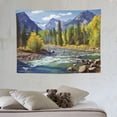 thumbnail image 4 of ONETECH  Landscape Tapestry, Mountains of Colorado with Forest and River Summer Foliage Idyllic Photo, Wide Wall Hanging for Bedroom Living Room Dorm,Sage Green, 4 of 7