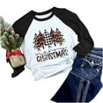 thumbnail image 1 of Hauts de Noël pour Femmes Col Rond Manches Courtes T-Shirt Imprimé Décontracté Blouses, 1 of 7