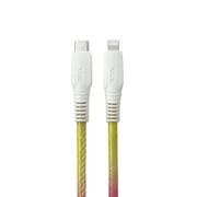 onn. Lightning to USB-C Glitter Cable, 6' Cord, Yellow & Pink