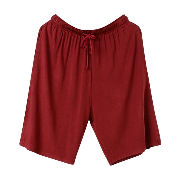 Pantalones de pijama de color liso para hombre con cinco piezas de largo, ropa de casa fina para hombre, pantalones cortos de pijama, pijamas para hombre