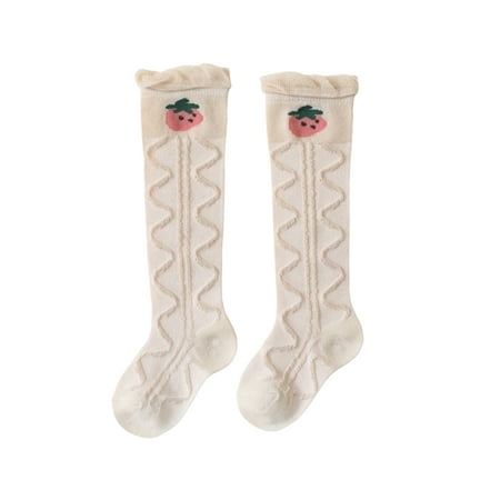 

YMH 1 Pair Children Sock Cute Comfortable Breathable Baby Strawberry Print Over-the-knee Mosquito Socks for Household