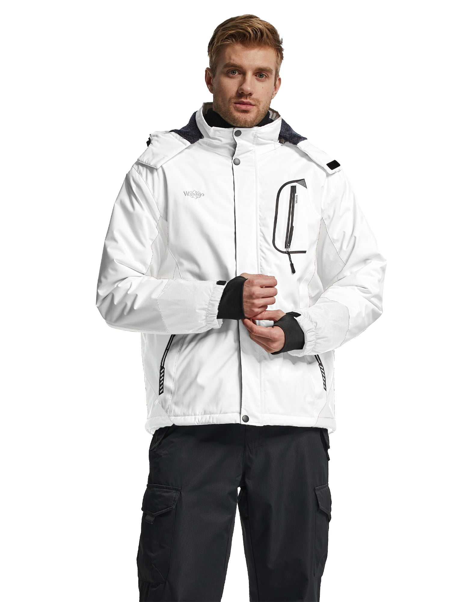Wantdo Men's Windbreaker Winter Jacket, Waterproof Ski Coat