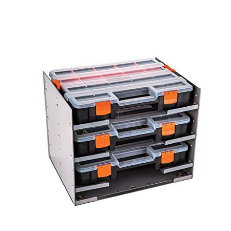 

AA Products Inc. P-SH-Tote Shelf Kit for Van Shelving Storage 3 Plastic Storage Box w/ 1 Set Organizer Holder for Small Parts Screws and Hardwares