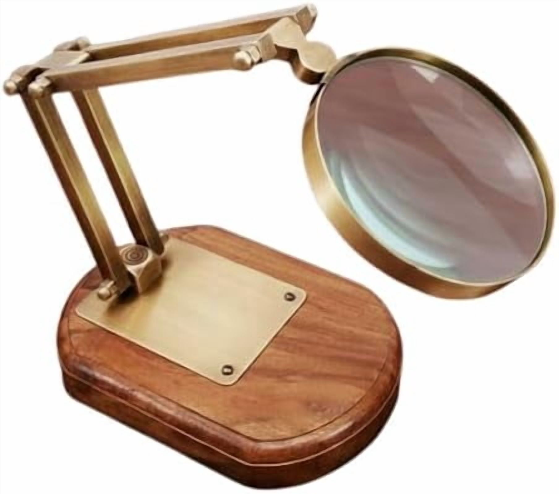 Maritime treasures Antique Brass Desk Magnifying Glass with Wooden Base