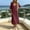 Wine, variant on Ayolanni Cotton Summer Dresses for Women 2026 Short Sleeve Flutter Sleeve V-Neck Solid Maxi A-Line Dress Elegant Casual Hollow Out Flare Vacation Sundress Beige L
