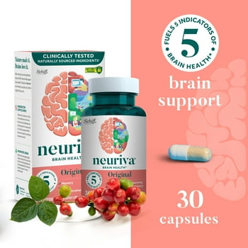 Neuriva Original Brain  Supplement (30 count), Brain Support With Clinically Tested Natural Ingredients (Coffee Cherry &  Sourced Phosphatidylserine)