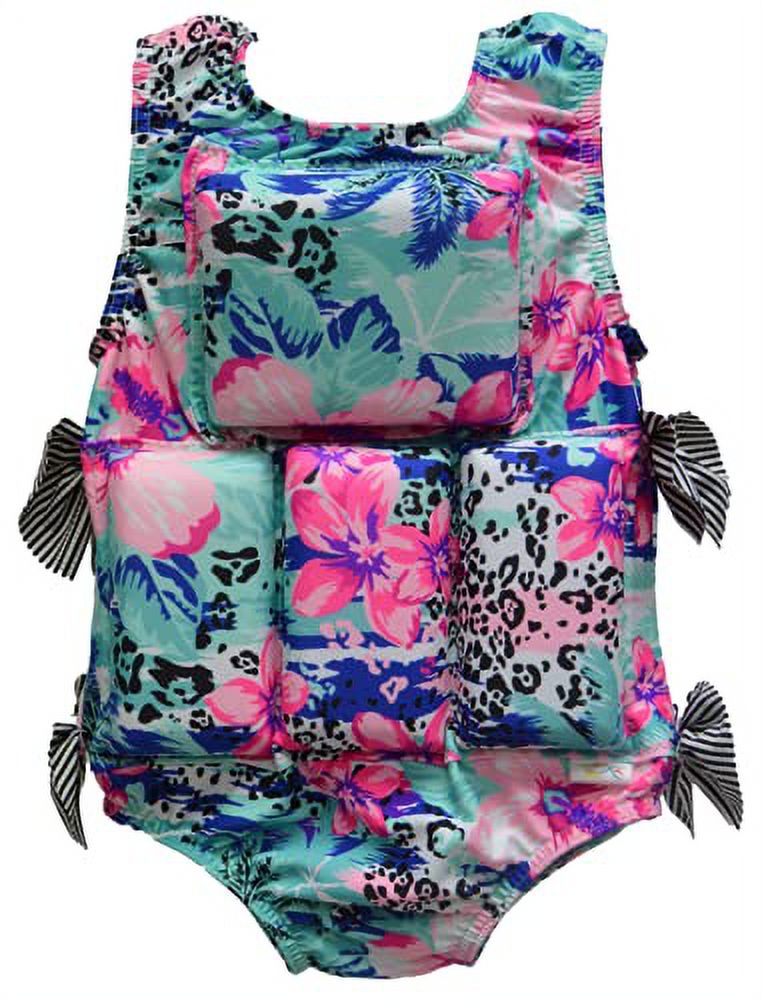 My Pool Pal Girl's Swimwear Flotation Life Vest Swimsuit - 79303 (Air Brushed Leopard, Medium (40-50 lbs))