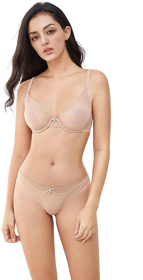 Sexy Women See-Through Lace Push Up Transparent Everyday Bra and