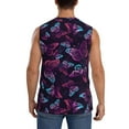 thumbnail image 4 of Lsque Purple Butterfly Print Men's Cotton Blend Sleeveless Muscle Shirts (S-3XL)- Moisture Wicking, Odor Protection, UPF 30+,Large, 4 of 8