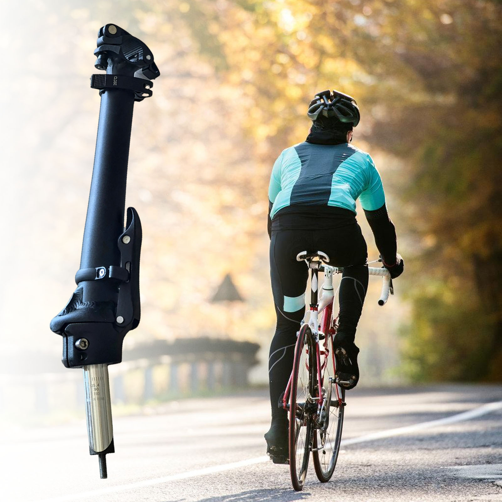 Adjustable Folding Bike Lightweight Aluminum Alloy Telescopic Steering Rod for Mountain Bikes, Quick Release
