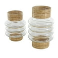 thumbnail image 6 of DecMode 12", 10"H Handmade Rattan Wrapped Glass Vase, Set of 2, 6 of 9