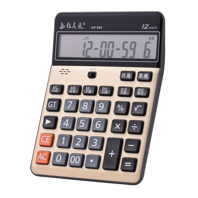 Amdohai Electronic Calculator Musical Desktop Calculator 12 Digit Large LCD Display Accounting Calculator with Music Piano Play Function Time Date Alarm Clock Setting Control for Office Business Cl