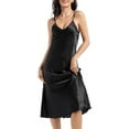 thumbnail image 2 of Skksst Women Satin Silk Chemise Robe Sleepwear Lingerie Nightdress Dressing gown, 2 of 5