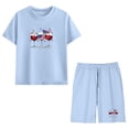 thumbnail image 6 of Kids 4th of July Outfit Light Blue 2 Piece Set Unisex 100% Cotton T-Shirt and Shorts Summer Clothes for Boys Girls 3-12 Years,Size 9 T, 6 of 9