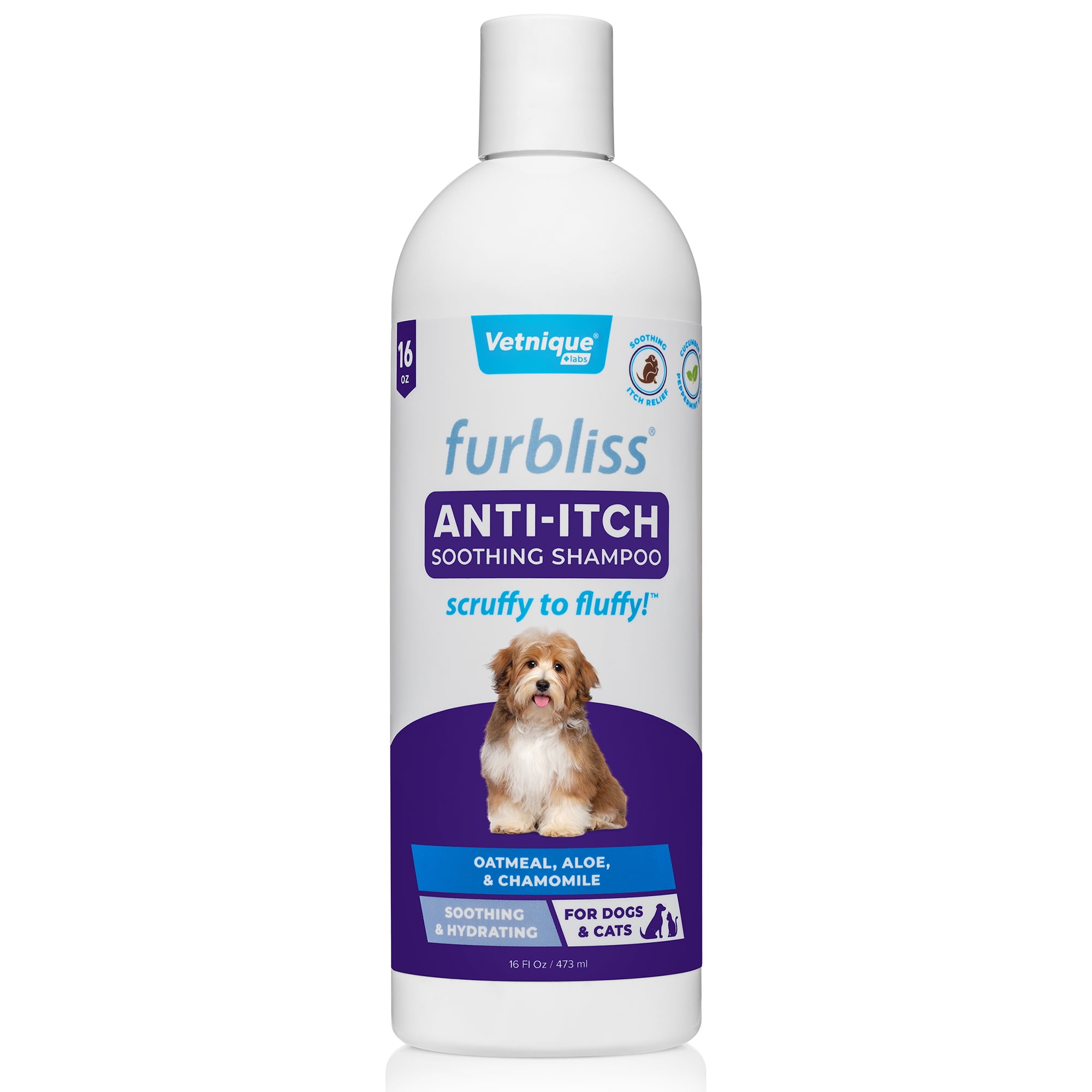 Vetnique Labs Furbliss Anti-Itch Dog Shampoo for Dogs & Cats, with Itchy Skin, 16oz