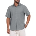 thumbnail image 4 of INSPIRE CHIC Men's Solid Summer Short Sleeve Button Down Linen Shirt M Dark Gray, 4 of 6