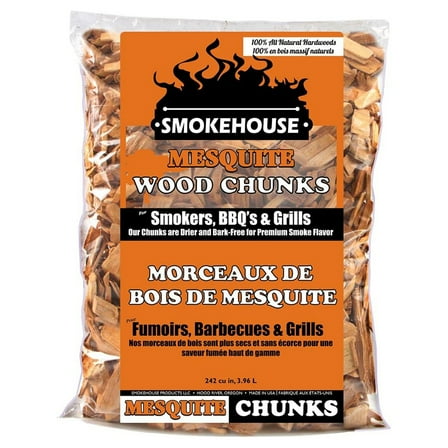 Smokehouse Mesquite Wood Chips, Drier & Bark-Free for Premium Smoke Flavor, 2 Pounds