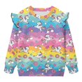 thumbnail image 5 of Yuyamidu Horse Sweatshirt for Girls 2T 3T Rainbow Striped Long Sleeve Ruffle Shoulder Crewneck Sweatshirts Pullover Tops Y2K Outfits Soft Cozy Everyday Clothes for Fall, 5 of 8