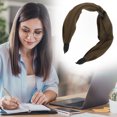 thumbnail image 2 of Unique Bargains 1 Pc Wide Tie Solid Color Headbands for Women Coffee Color, 2 of 6