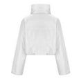 thumbnail image 7 of Herrnalise Jackets For Women Fashion Zipper Coat Long Jacket Winter Long Sleeve Short Down Cotton Shackets For Women 2024 fall White,M, 7 of 7