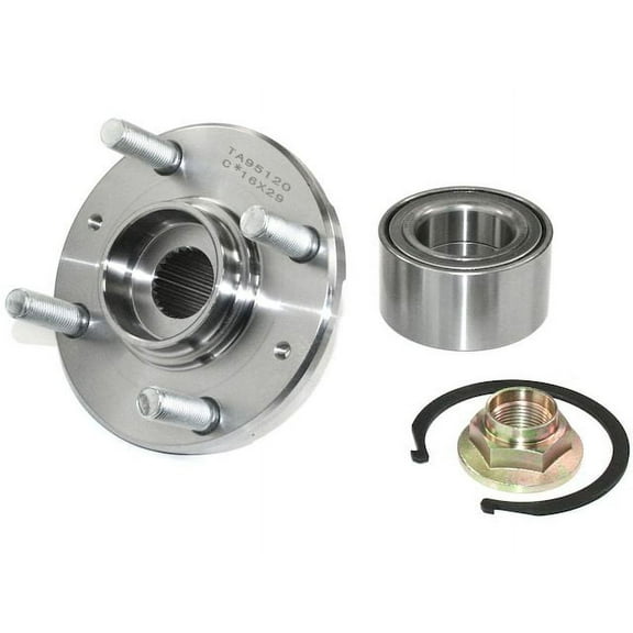 Front Wheel Hub and Bearing Repair Kit - with Retaining Ring and Axle Nut - Compatible with 2012 - 2014 Hyundai Accent 2013