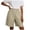 Khaki, variant on Womens Bermuda Shorts High Waist Loose Capris Wide Leg Comfy Summer Beach Casual Dressy Pant with Pockets (Navy, XL)