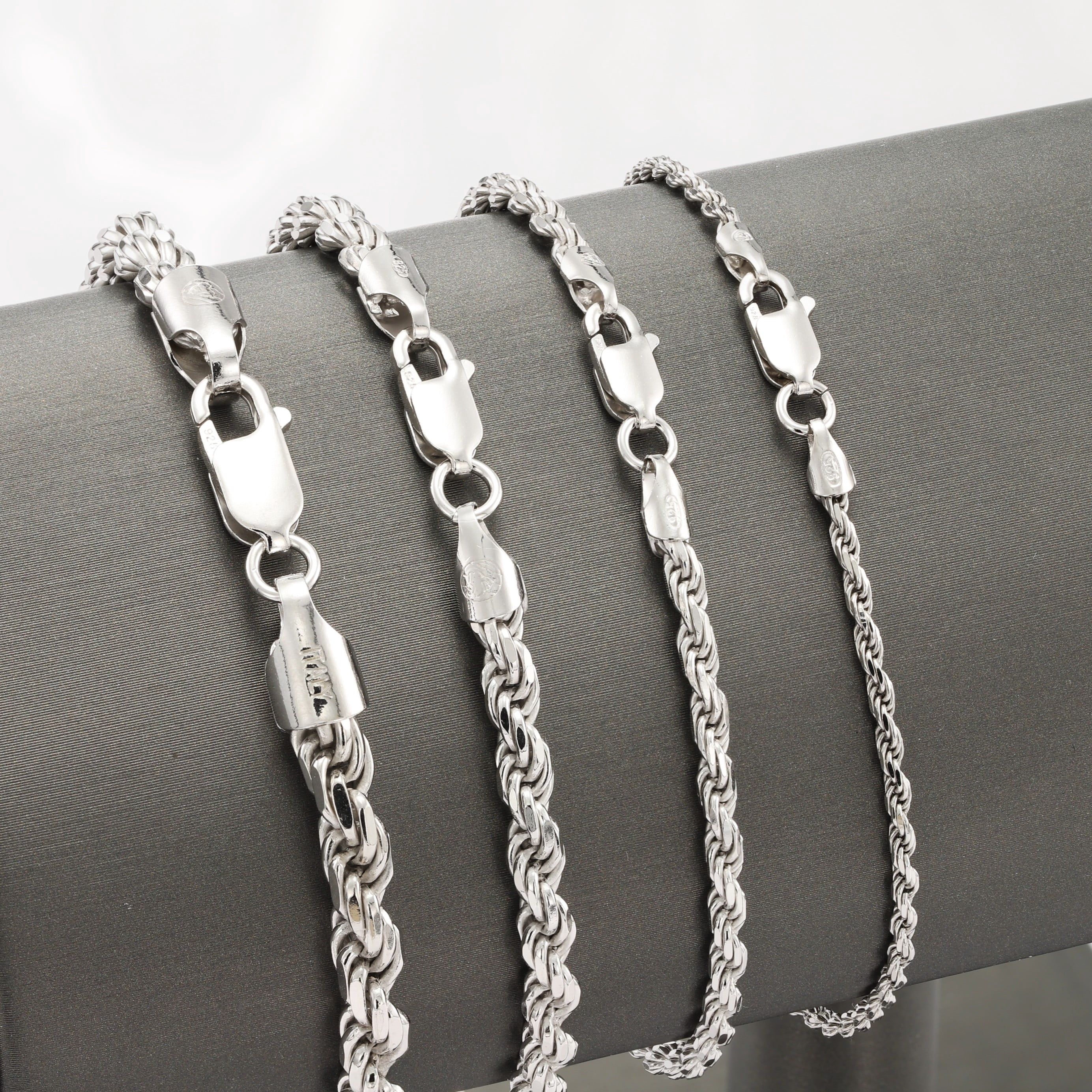 Tilo Jewelry Solid 925 Sterling Silver Rope Chain Bracelet with Secure Lobster Lock | 5mm - 8 Inch | Everyday Bracelet for Men, Women, Unisex