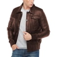 thumbnail image 2 of USTRADEENT Men's 100% Lambskin Lightweight Classic Shirt Collar Style Bomber Leather Jacket, 2 of 5