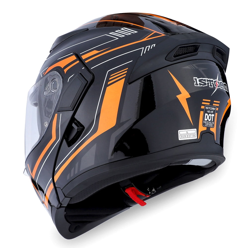1Storm Motorcycle Modular Flip up Full Face Helmet Dual Visor Arrow Blue 