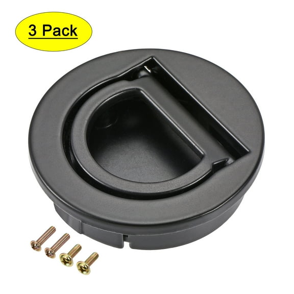 40x10mm Flush Pull Ring Handle Zinc Alloy Black 3 Pack