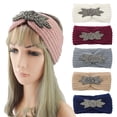 thumbnail image 2 of Diadema deportiva de lana tejida con piedras preciosas de seis hojas con incrustaciones de diamantes de estilo europeo y americano, accesorio para el cabello cálido y tejido a mano, 2 of 6