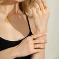 thumbnail image 4 of HAHDAXIA Gold Bold Initial Letter Open Ring Adjustable, GoldChic Jewelry Women Statement Rings Personalised Engraved Womenu2019s Signet Ring for Party, 4 of 7
