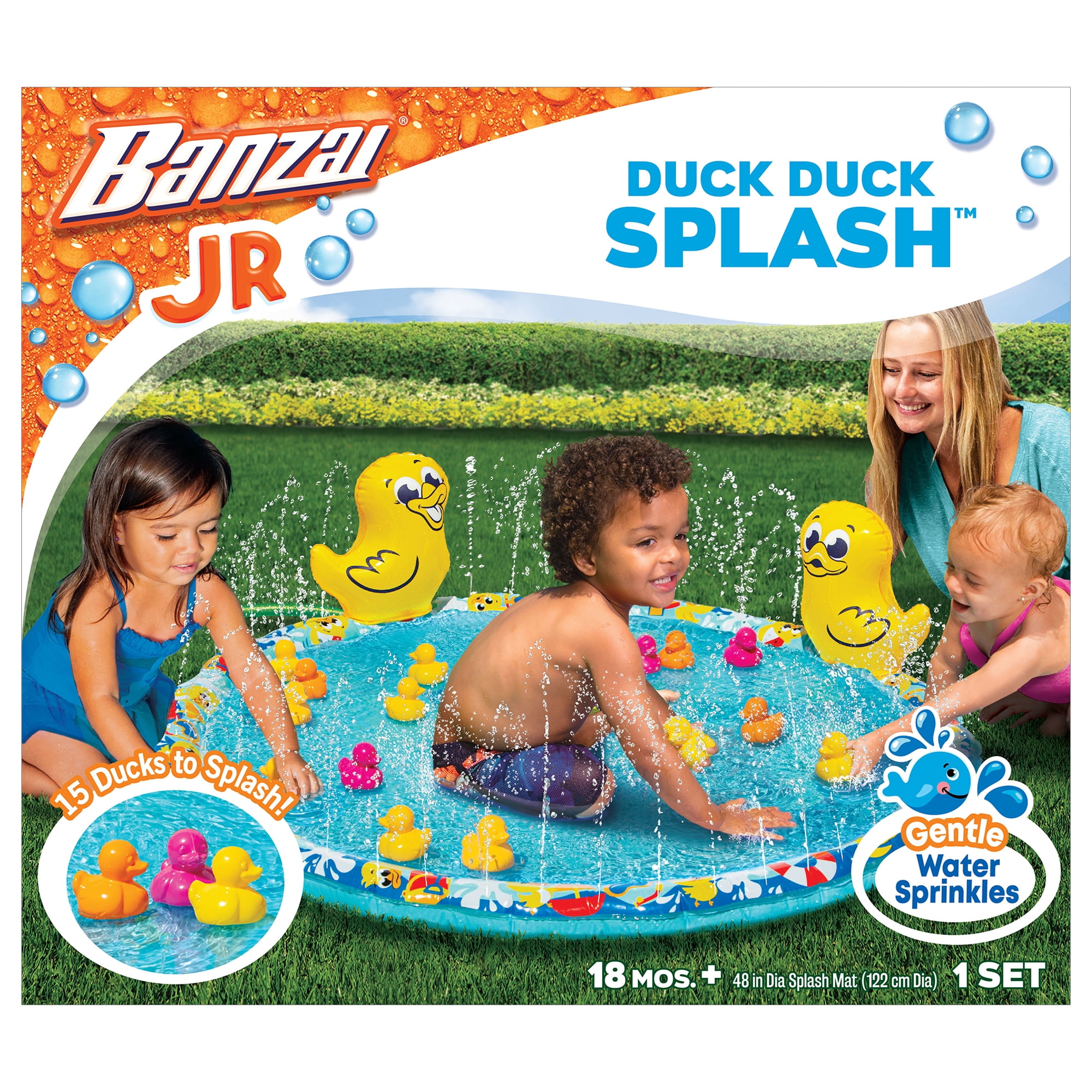 Banzai Jr. Duck Duck Splash 48 in Dia Splash Mat Outdoor Summer Water Play for Babies Toddlers 18 Months +