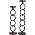thumbnail image 5 of DecMode 2 Candle Dark Gray Aluminum Metal Geometric Chain Link Candle Holder, Set of 2, 5 of 7