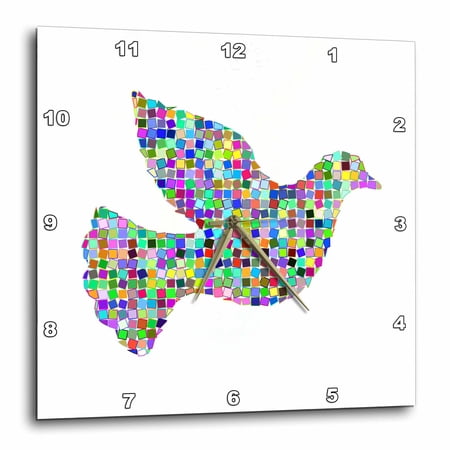 3drose, Image of Colorful Prism Peace Dove, 10x10 Wall Clock