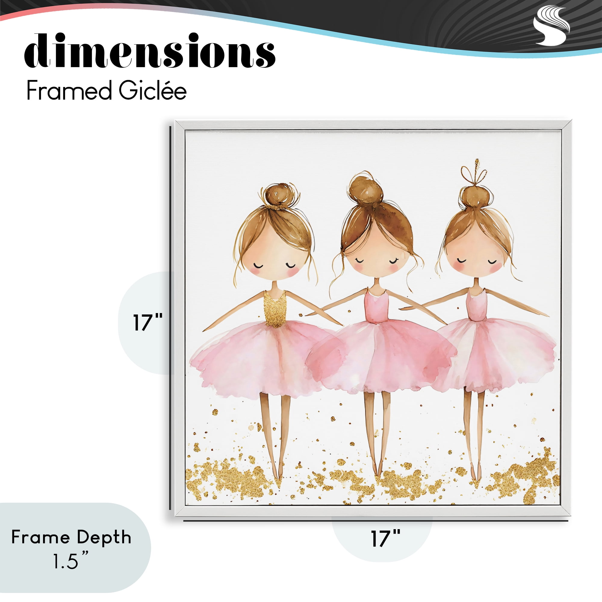 Stupell Industries Ballerina Trio in Pink Tutus White Framed Giclee Art, design by Creative Studio