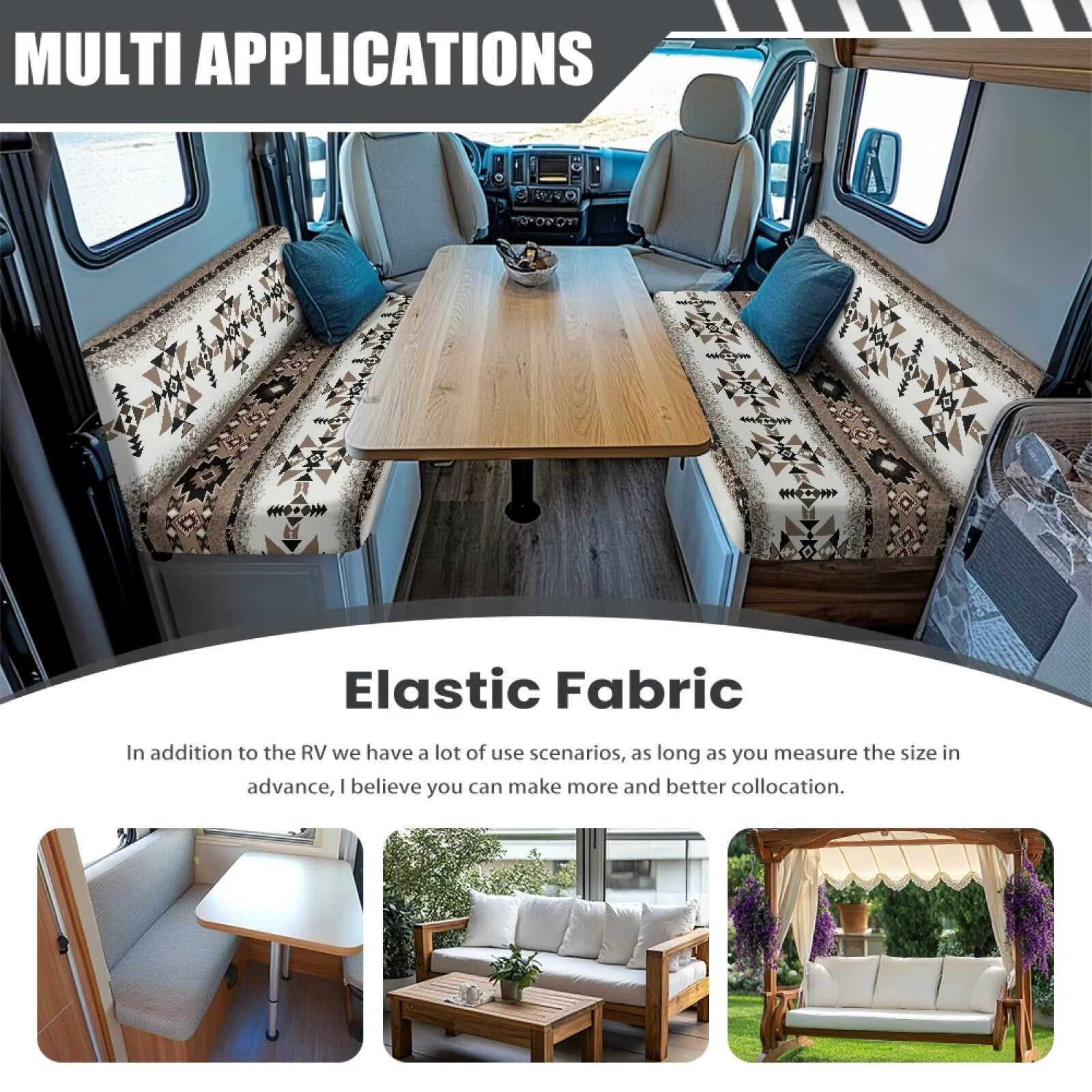 Pzuqiu Rv Sofa Seat Covers Aztec Pattern Backrest Cover and Bench Covers Stretch Easy Installation Camper Cushion Cover for Rv Camper Car Bench