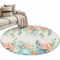 thumbnail image 2 of Summer Beach Round Living Room Rugs 4 ft, Ocean Colorful Coral Shell Seaweed Starfish Linen Washable Area Rug with Non-Slip Sturdy Edge Binding Round Carpet for Entryway Kitchen Bedroom Bathroom, 2 of 9