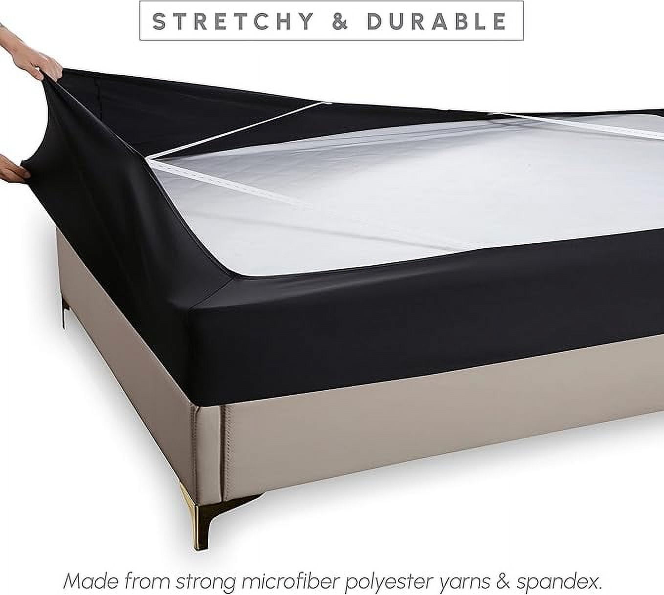 Elegant Comfort Box Spring Cover - Stretchy 4-Way Elastic Jersey Knit Alternative to Bed Skirt, Ultra Soft and Wrinkle-Free, King, Black