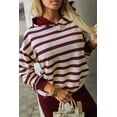 thumbnail image 3 of I AM A FASHION JUNKY Red Stripe Pullover Hoodie Ribbed Solid Pants 2pcs Set Outfit, 3 of 8