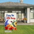 thumbnail image 3 of AMHNF Enjoy the Little Things Linen Garden Flag with Hummingbird and Flowers for Spring Summer Home Outdoor Garden Yard Door Decor 12x18 inch, 3 of 5