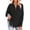 Black, variant on Women's Button Down Shirts 2025, V Neck Trendy Casual Long Sleeve Button Up Shirts Light Blue Size XL