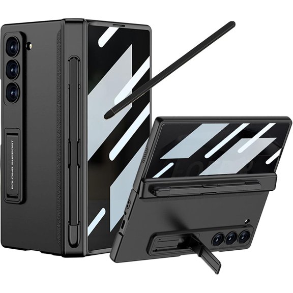 Designed for Samsung Galaxy Z Fold 6 Case with Stylus Pen Privacy Screen Protector Kickstand Magnetic Hinge S Pen Holder Protection